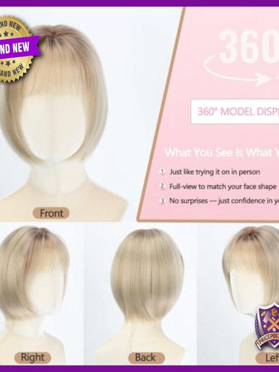 10-Inch Short Bob Wig with Bangs, Glueless Lace Front, Heat-Resistant Synthetic main image 4